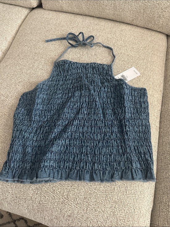 American Eagle Outfitters Tops - American Eagle Outfitters Blue Smocked Halter Camisole